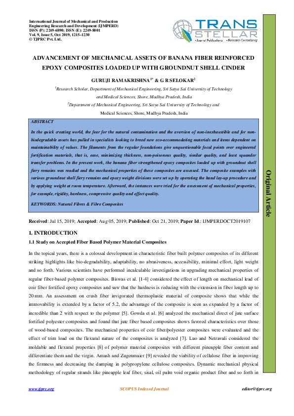(PDF) ADVANCEMENT OF MECHANICAL ASSETS OF BANANA FIBER REINFORCED EPOXY