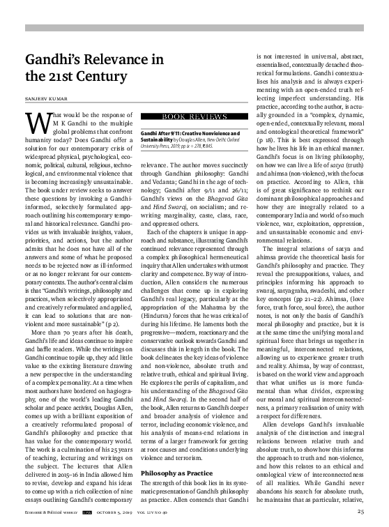 (PDF) Gandhi’s Relevance in the 21st Century
