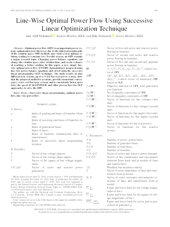 (PDF) Line-Wise Optimal Power Flow Using Successive Linear Optimization ...