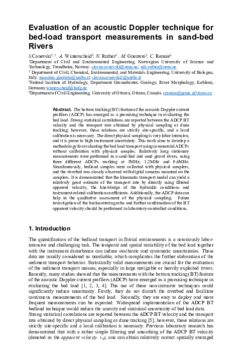 (PDF) Evaluation of an acoustic Doppler technique for bed-load ...