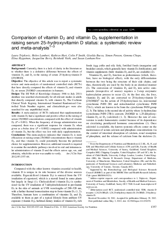 (PDF) Comparison of vitamin D2 and vitamin D3 supplementation in ...