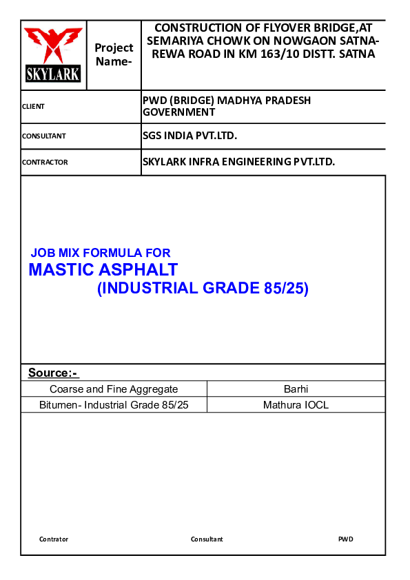 Mastic asphalt Industrial Grade 85/25 for 25 mm layer thickness