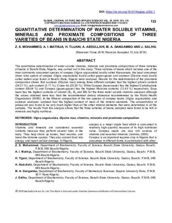 (PDF) QUANTITATIVE DETERMINATION OF WATER SOLUBLE VITAMINS, MINERALS ...