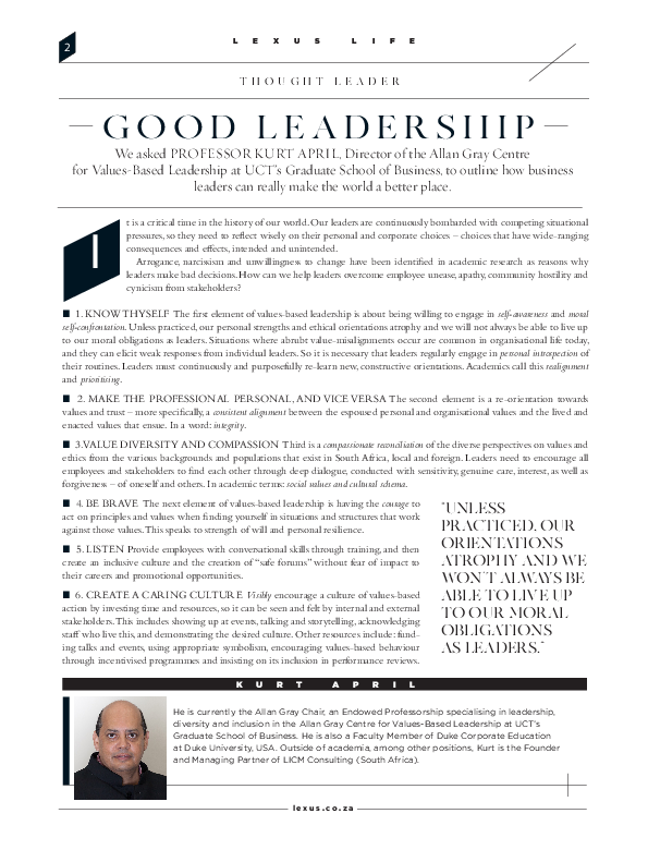 (PDF) Six Crucual Elements of Values-Based Leadership