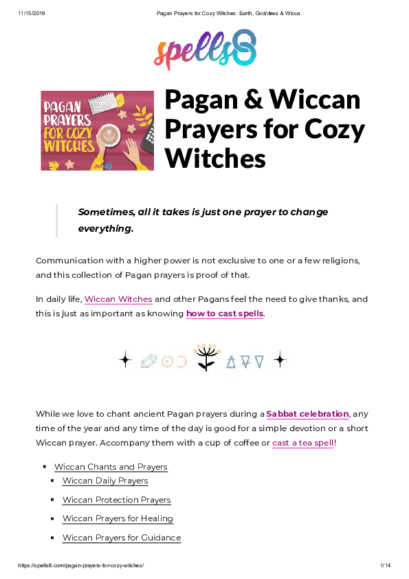 (PDF) Pagan Prayers for Cozy Witches (Wiccan Chants)