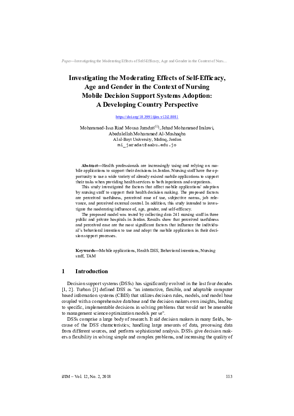 (PDF) Investigating the Moderating Effects of Self-Efficacy, Age and ...