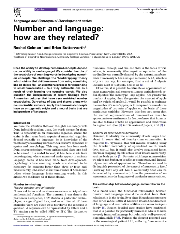 (PDF) Language and Conceptual Development series Number and language ...