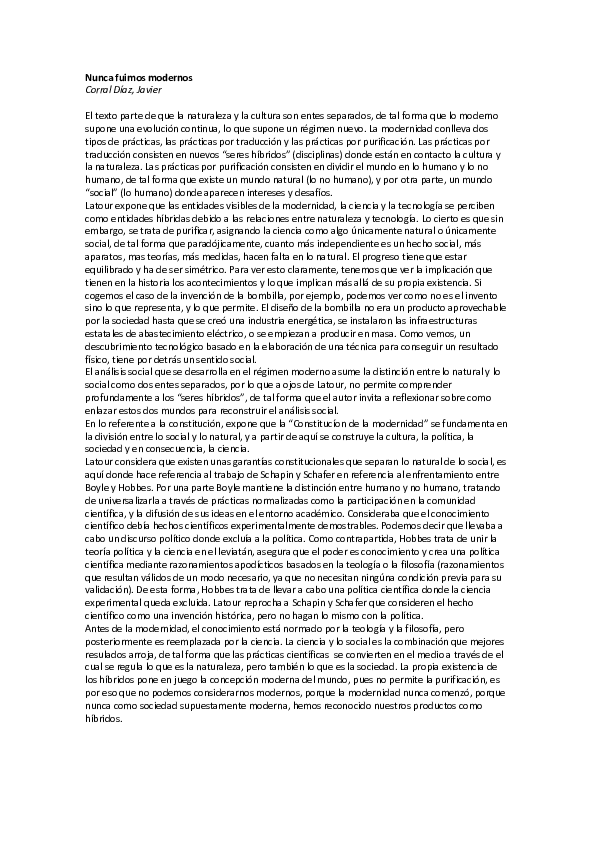 (DOC) Nunca fuimos modernos Javier Corral Díaz Academia.edu