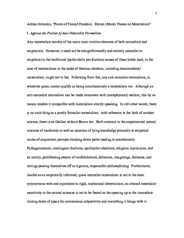 (PDF) Points of Forced Freedom: Eleven (More) Theses on Materialism