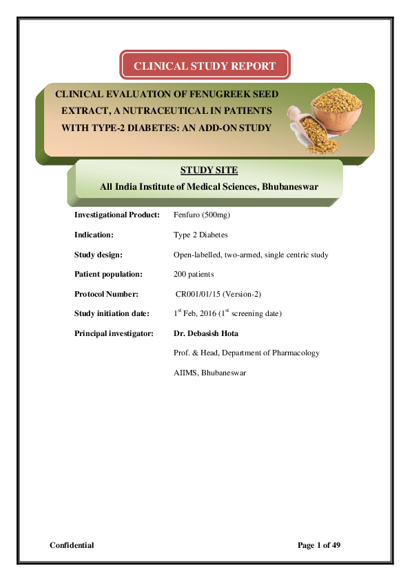 (PDF) CLINICAL EVALUATION OF FENUGREEK SEED EXTRACT, A NUTRACEUTICAL IN
