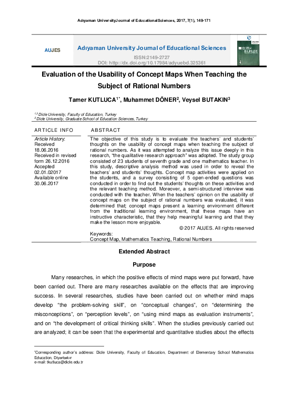 (PDF) Evaluation of the Usability of Concept Maps When Teaching the ...