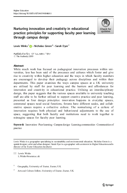(PDF) Nurturing innovation and creativity in educational practice ...