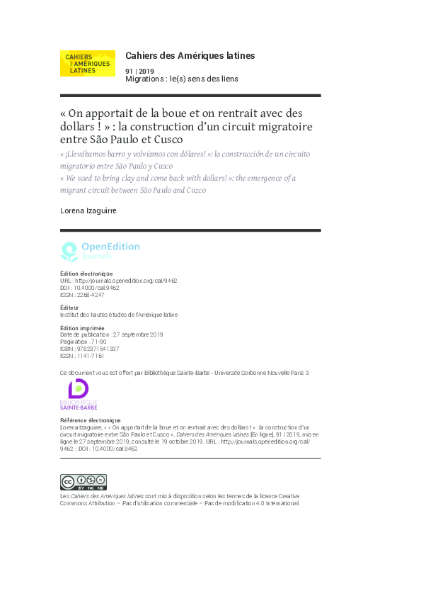 (PDF) « On apportait de la boue et on rentrait avec des dollars