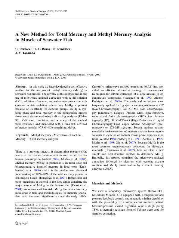 (PDF) A New Method for Total Mercury and Methyl Mercury Analysis in