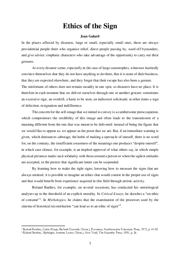 (DOC) Ethics of the Sign
