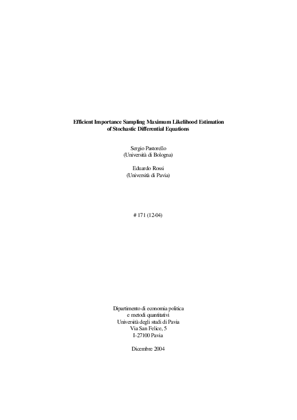 (PDF) Efficient importance sampling maximum likelihood estimation of ...