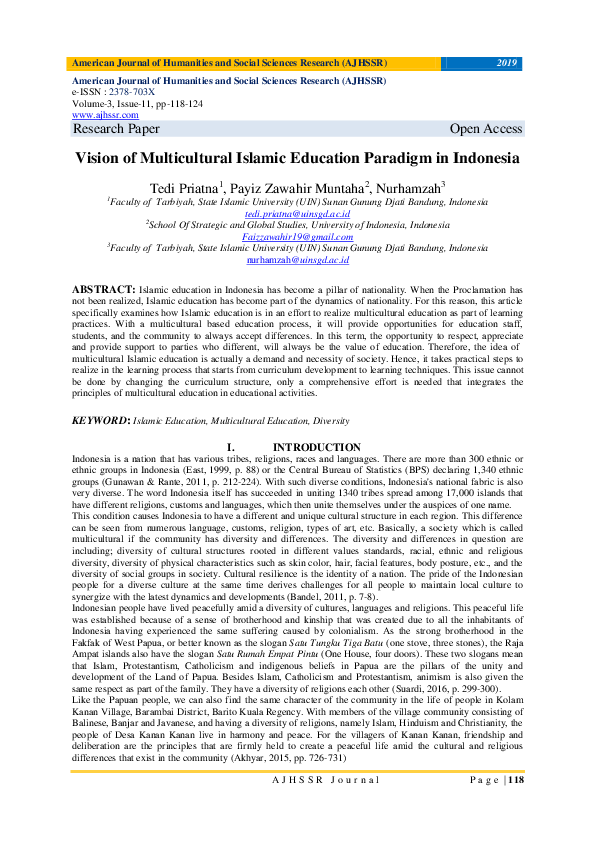 (PDF) Vision of Multicultural Islamic Education Paradigm in Indonesia