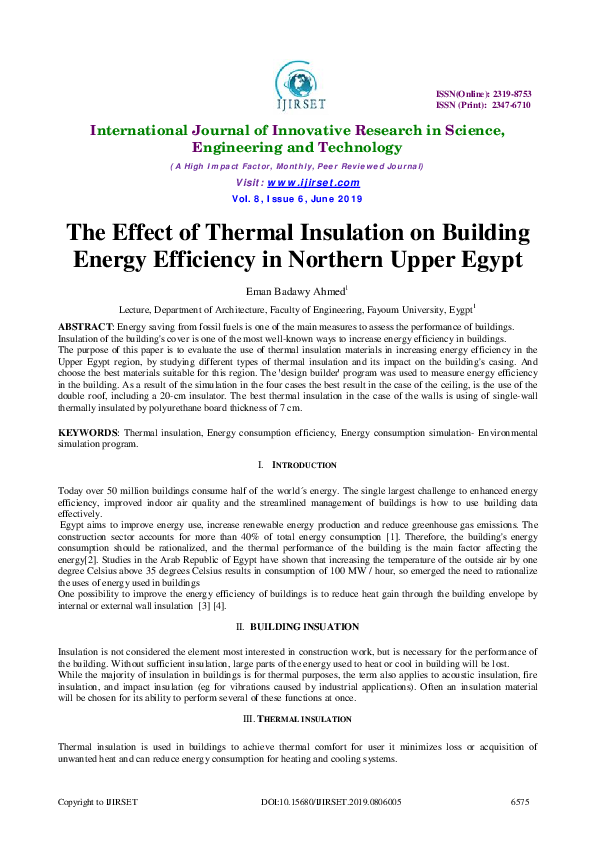 (PDF) The Effect of Thermal Insulation on Building Energy Efficiency in ...