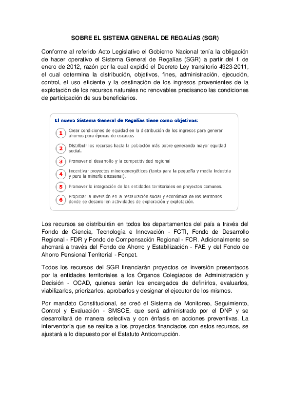 (DOC) Sistema general de regalias