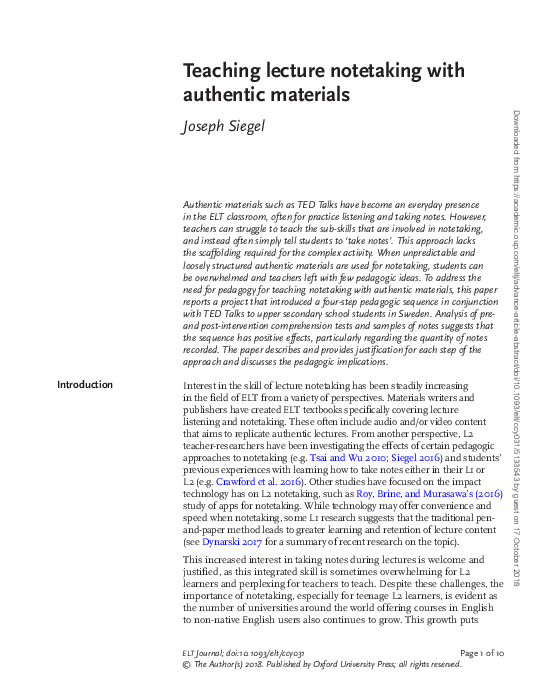 (PDF) How to teach note taking: Teaching lecture notetaking with ...