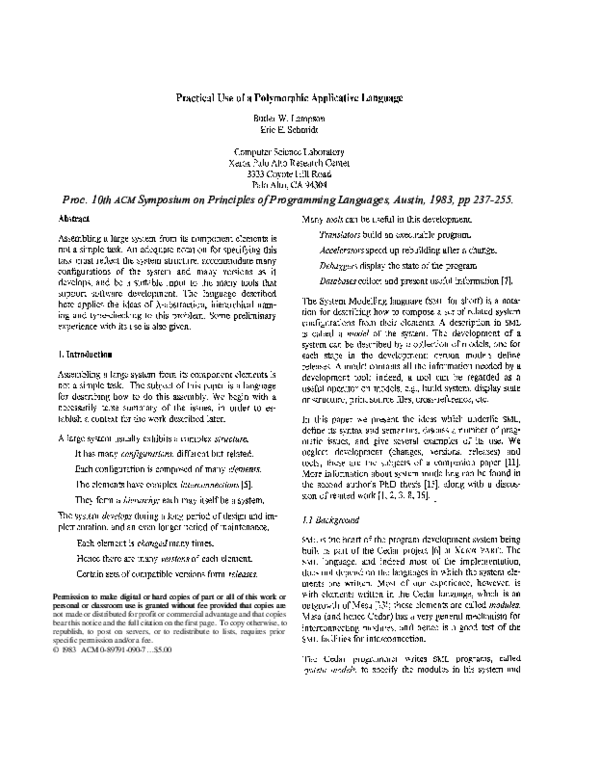(PDF) Practical use of a polymorphic applicative language