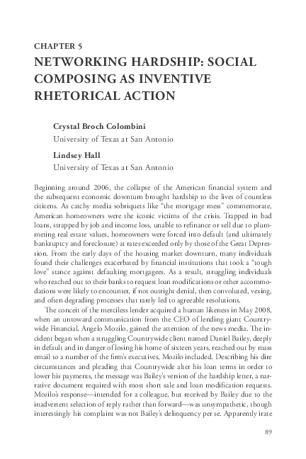 (PDF) Networking Hardship: Social Composing as Inventive Rhetorical Action