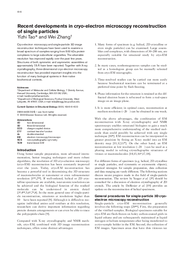 (PDF) Recent developments in cryo-electron microscopy reconstruction of ...