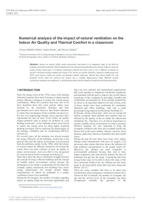 (PDF) Numerical analysis of the impact of natural ventilation on the ...