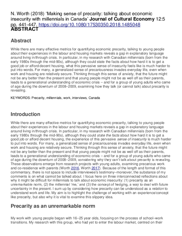 Fear of economic insecurity image