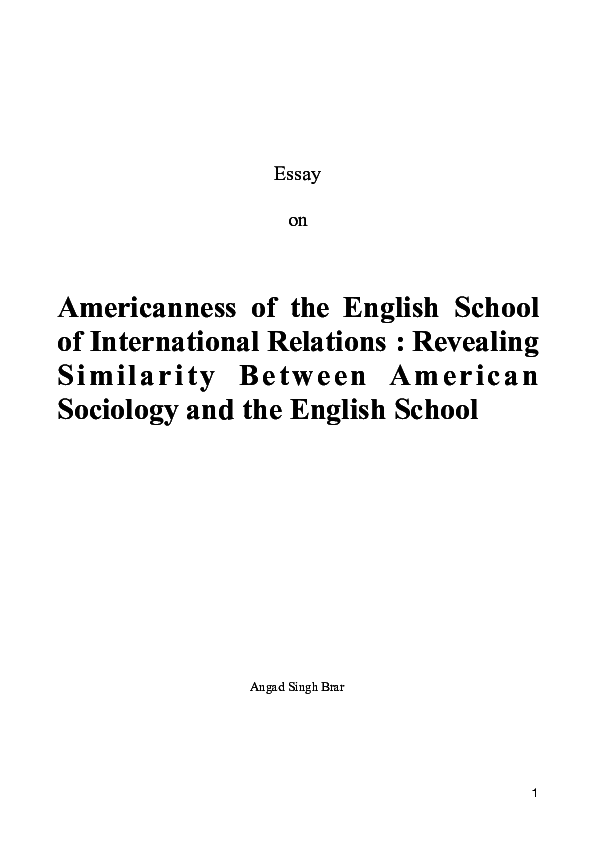 (PDF) Americanness of the English School of International Relations ...