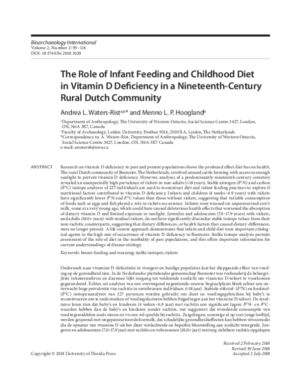 (PDF) The Role of Infant Feeding and Childhood Diet in Vitamin D ...