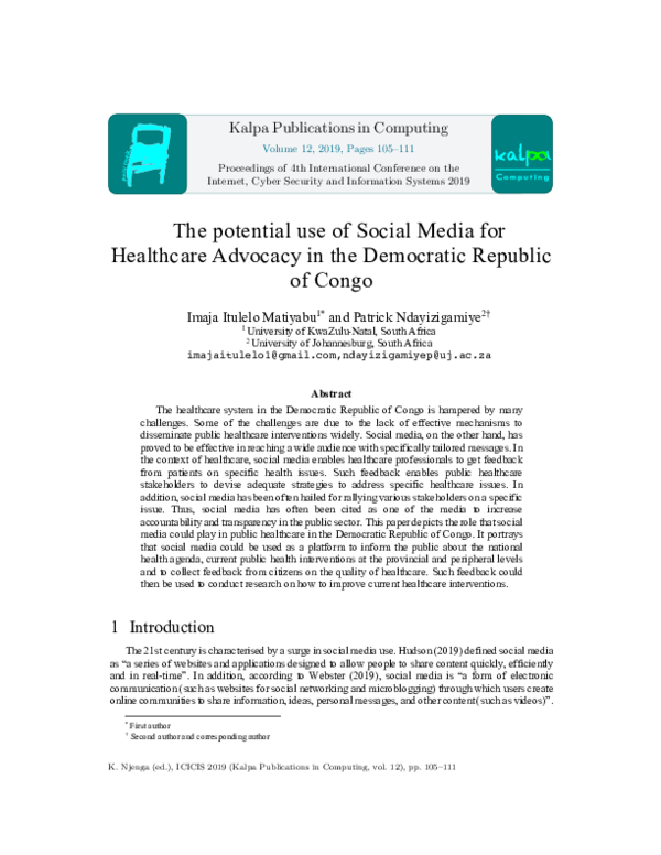 (PDF) The potential use of Social Media for Healthcare Advocacy in the ...