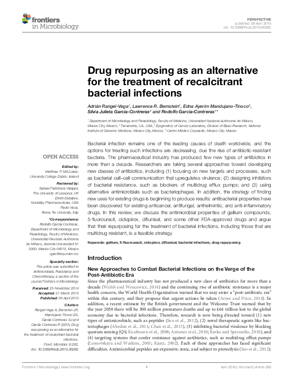 (PDF) Drug repurposing as an alternative for the treatment of ...