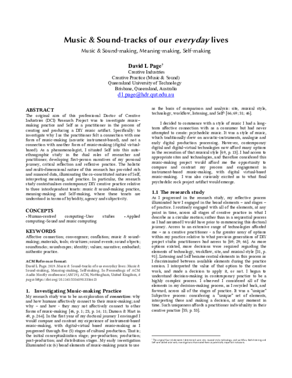 (PDF) Music & Soundtracks of our everyday lives Music & Soundmaking