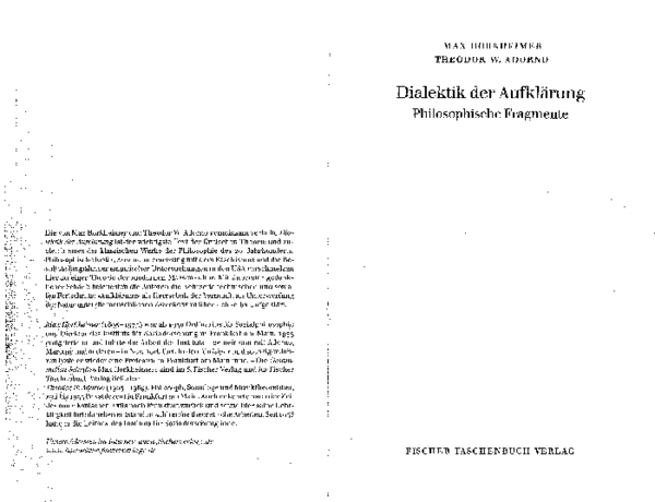 Dialektik Der Aufklärung Pdf (PDF) Dialektik der Aufklärung Philosophische Fragmente