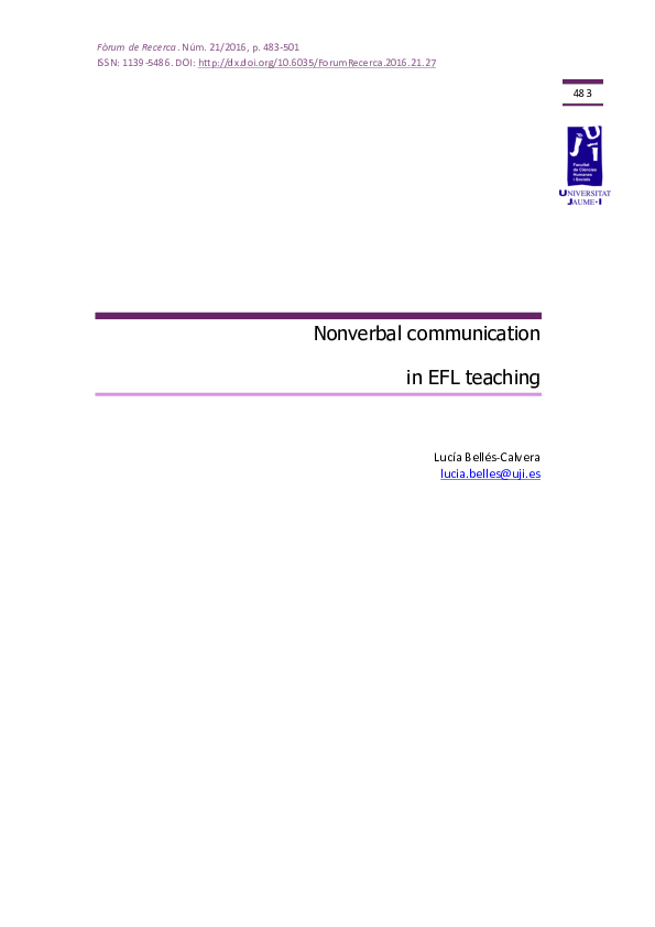 (PDF) Nonverbal communication in EFL teaching