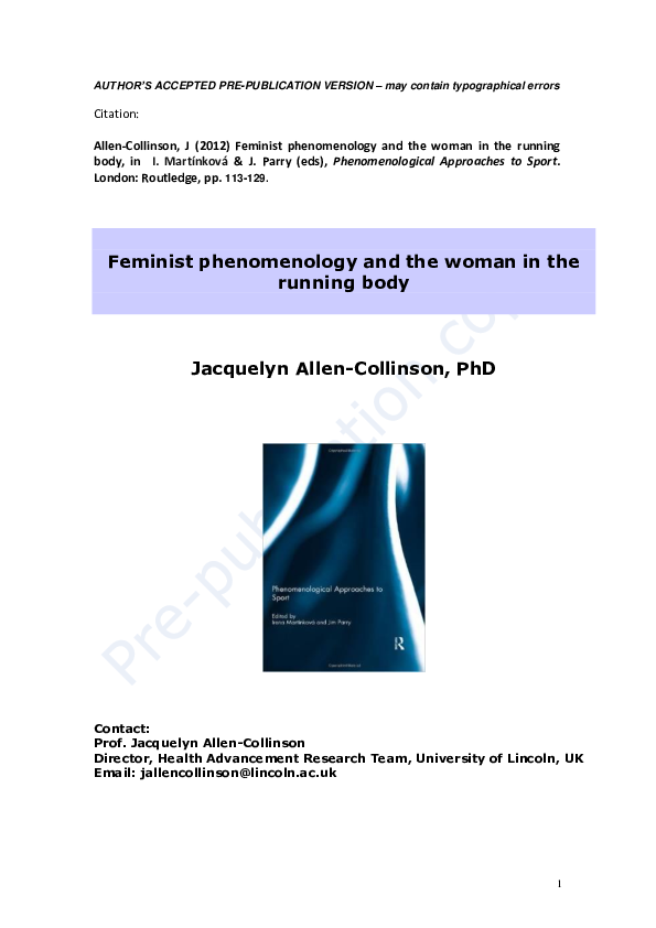(PDF) AllenCollinson, J (2012) Feminist phenomenology and the woman in