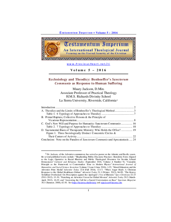 (PDF) Jackson Theodicy Bonhoeffers Sanctorum Communio20191125 36270 ssubqt
