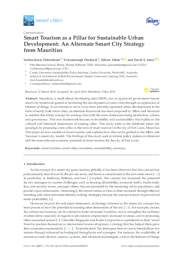 (PDF) Smart Tourism as a Pillar for Sustainable Urban Development: An ...