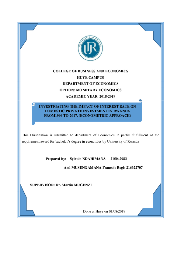 (PDF) COLLEGE OF BUSINESS AND ECONOMICS HUYE CAMPUS DEPARTMENT OF ...
