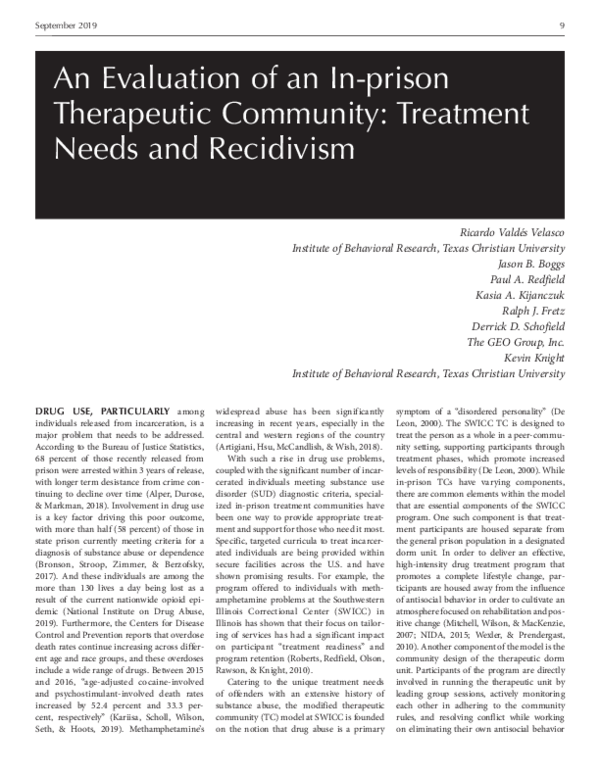 (PDF) An Evaluation of an In-prison Therapeutic Community: Treatment ...