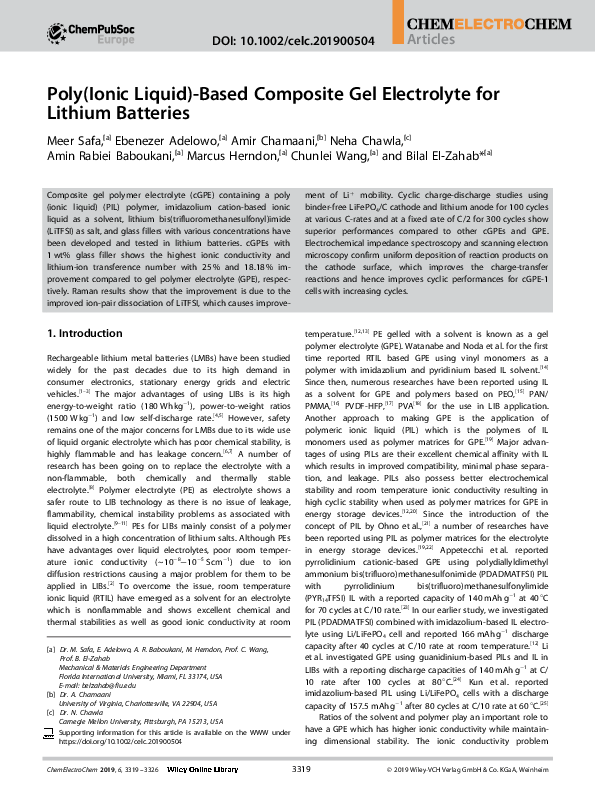 (PDF) Poly(Ionic Liquid)-Based Composite Gel Electrolyte for Lithium ...