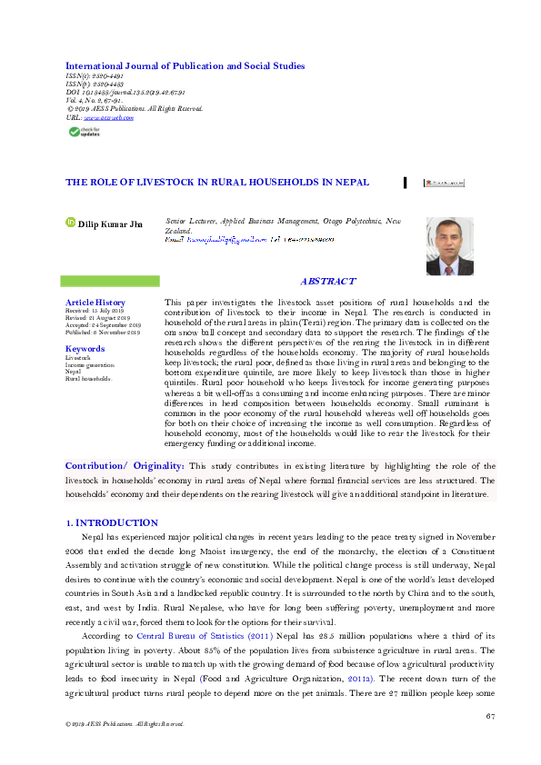 (PDF) THE ROLE OF LIVESTOCK IN RURAL HOUSEHOLDS IN NEPAL