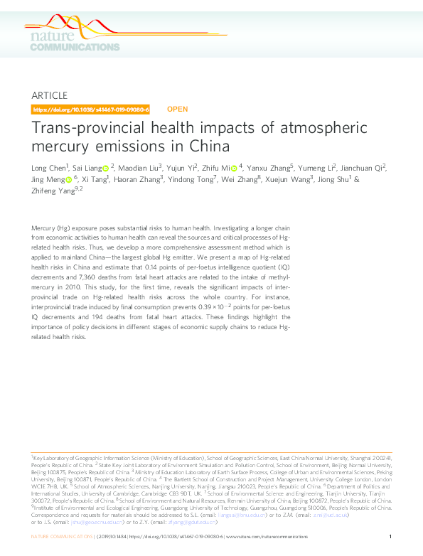 (PDF) Trans-provincial health impacts of atmospheric mercury emissions ...