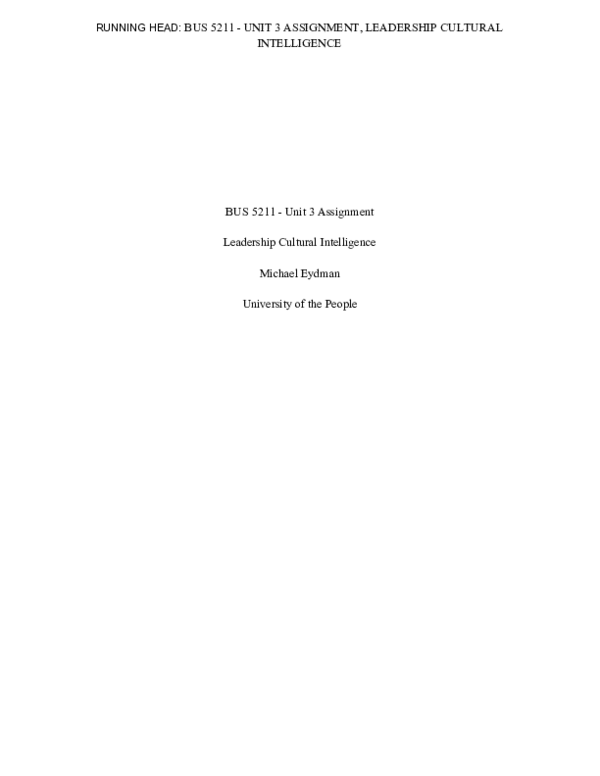 (PDF) Leadership Cultural Intelligence
