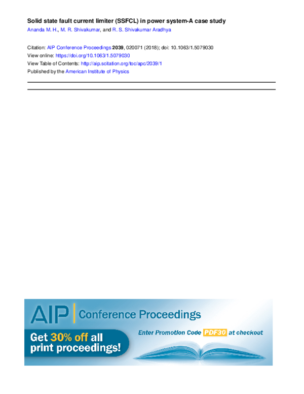 (PDF) Solid state fault current limiter (SSFCL) in power system-A case