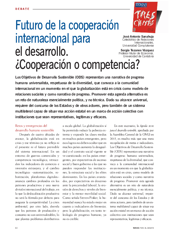 (PDF) Futuro de la cooperación internacional para el desarrollo ...