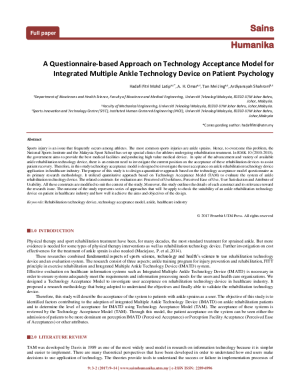 (PDF) Sains Humanika A Questionnaire-based Approach on Technology ...