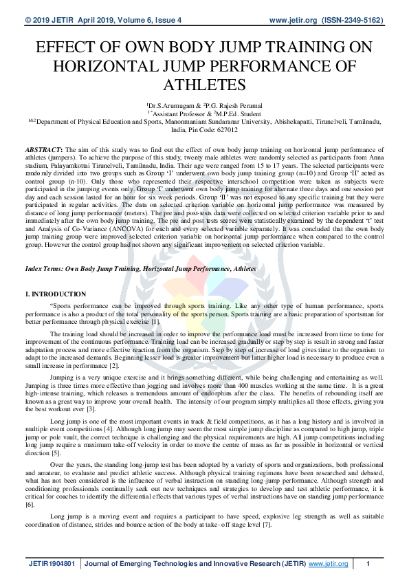 (PDF) EFFECT OF OWN BODY JUMP TRAINING ON HORIZONTAL JUMP PERFORMANCE