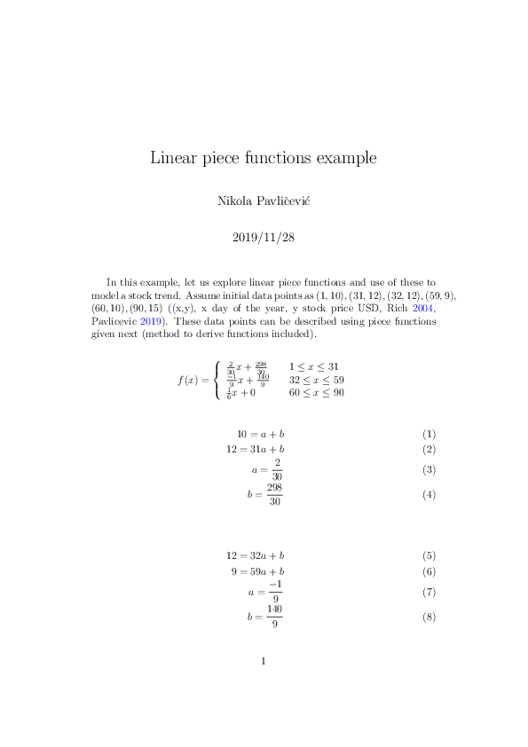 (PDF) Linear Piece Functions: An Example